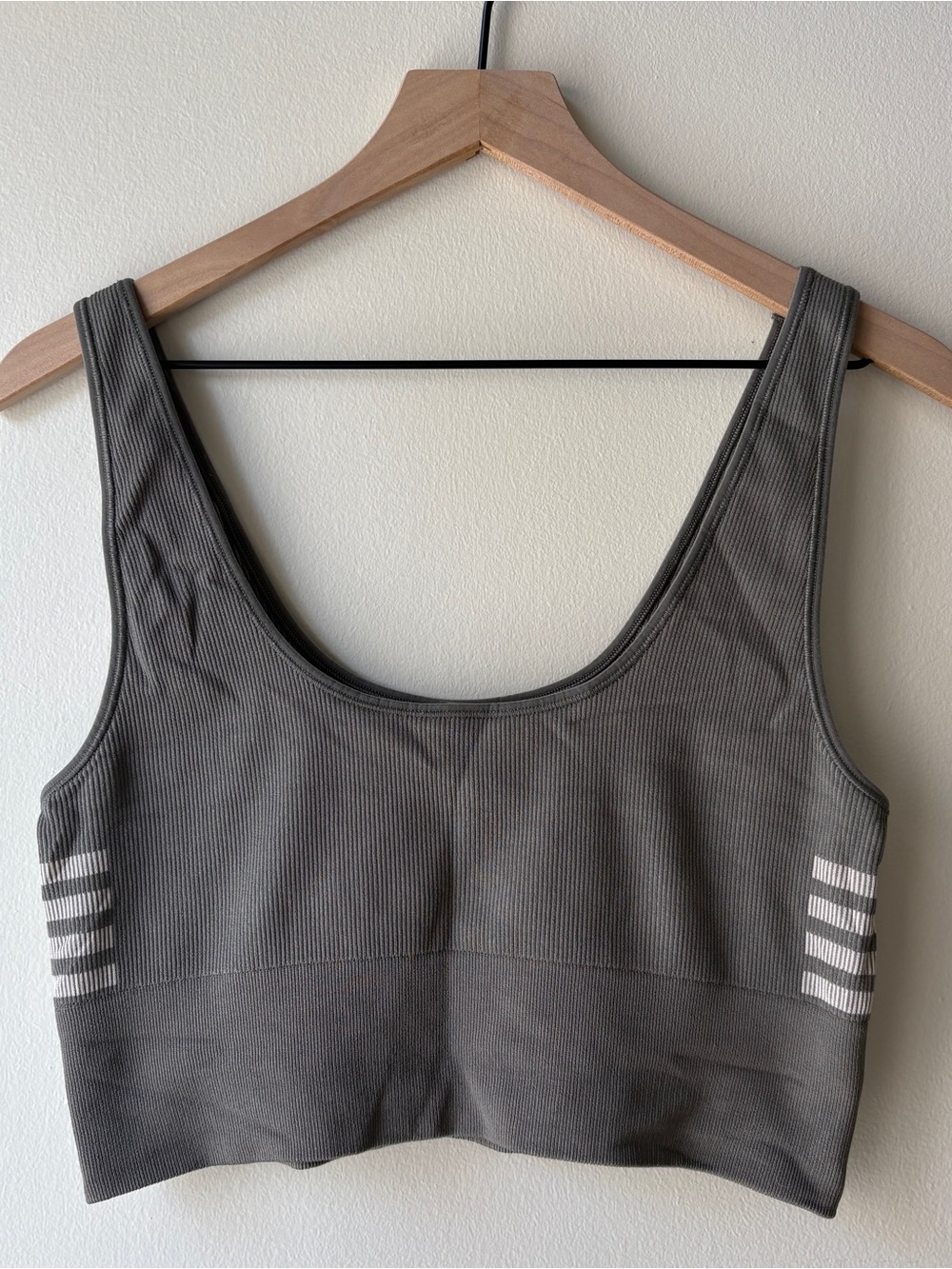 Outdoor Voices Seamless Smooth Longline Ribbed Bra in Dove Grey 🩶